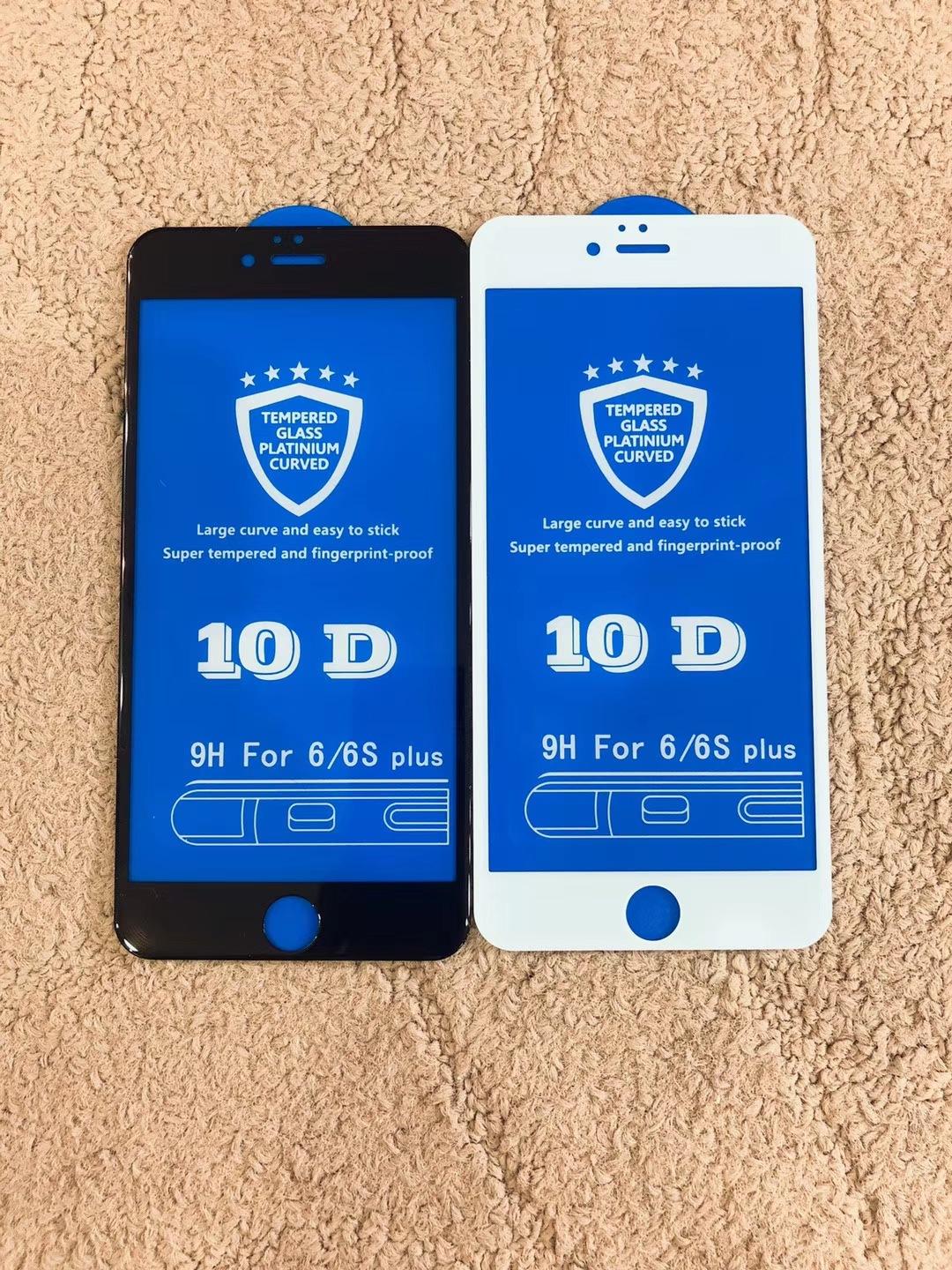 Miếng dán cường lực 10D (Tặng kèm nút HOME) cho Iphone 7Plus, 8Plus Full màn (Trắng, Đen)