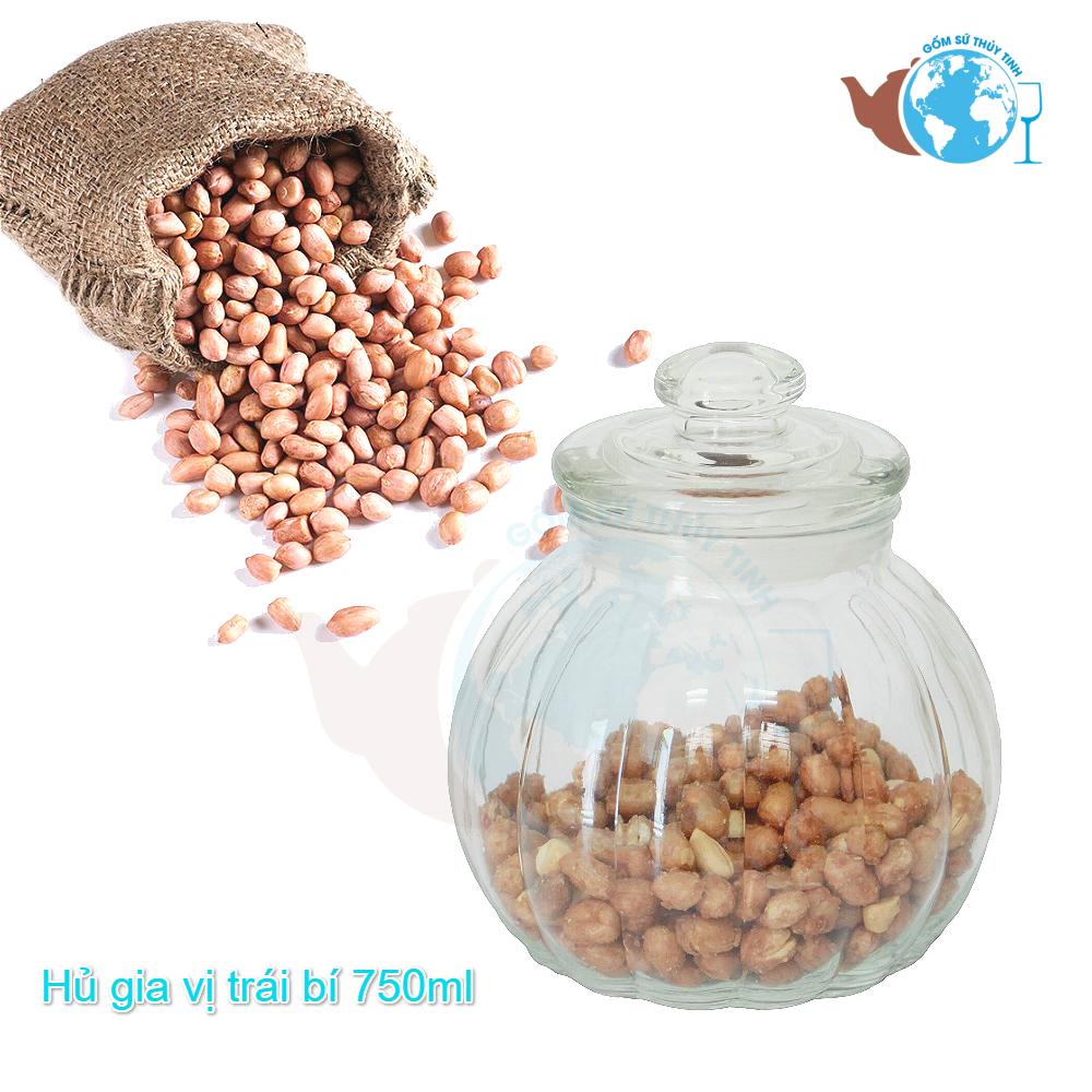 [HCM]Lọ thủy tinh ngâm chanh đào ngâm chanh mật ong Hũ Đựng Gia Vị Thuỷ Tinh Hình Trái Bí Đỏ 750ml Nắp Thủy Tinh