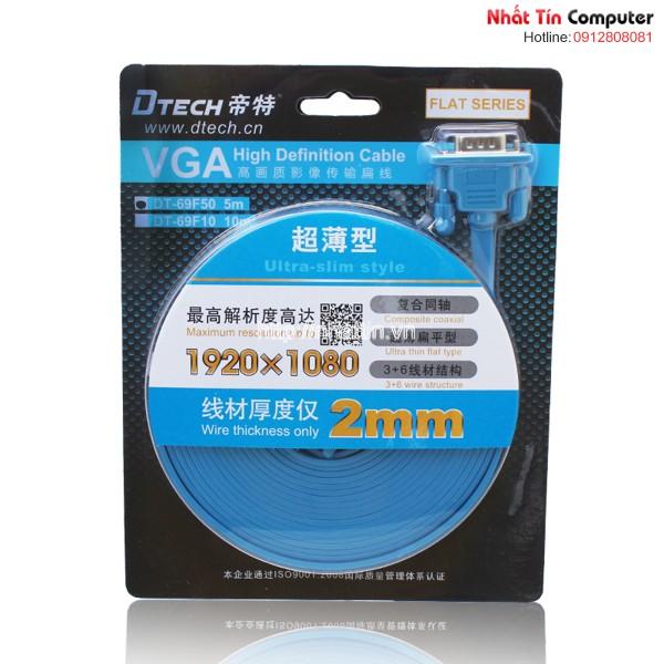 Cáp VGA 15m mỏng dẹt DTECH DT-69F15 chính hãng
