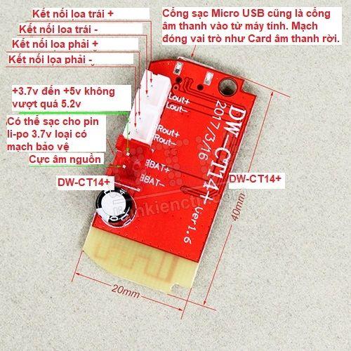 Mạch khuếch đại có Bluetooth 4.2 (5w + 5w) CT14