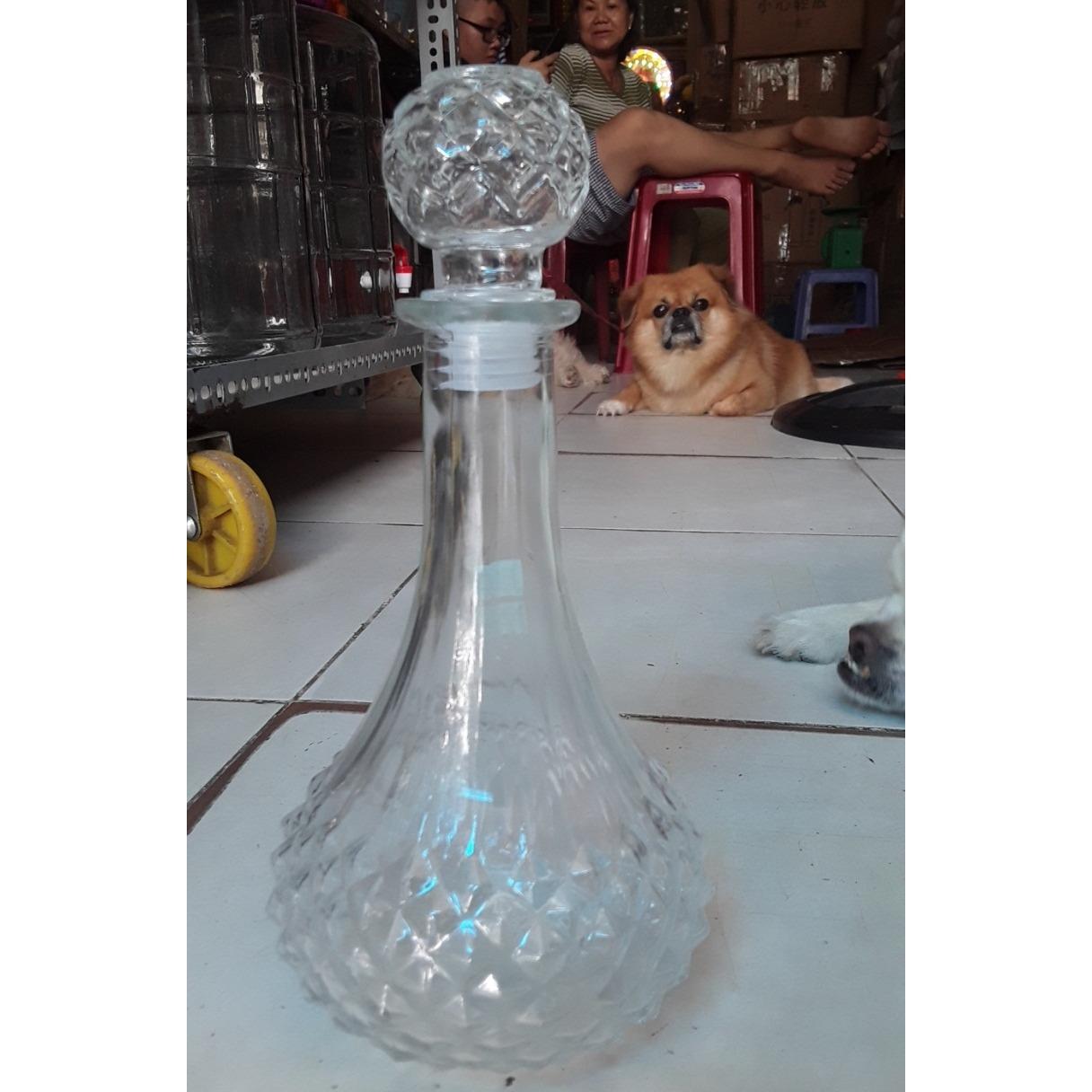 [HCM]Chai thủy tinh đựng ruou kim cương eo 800ml