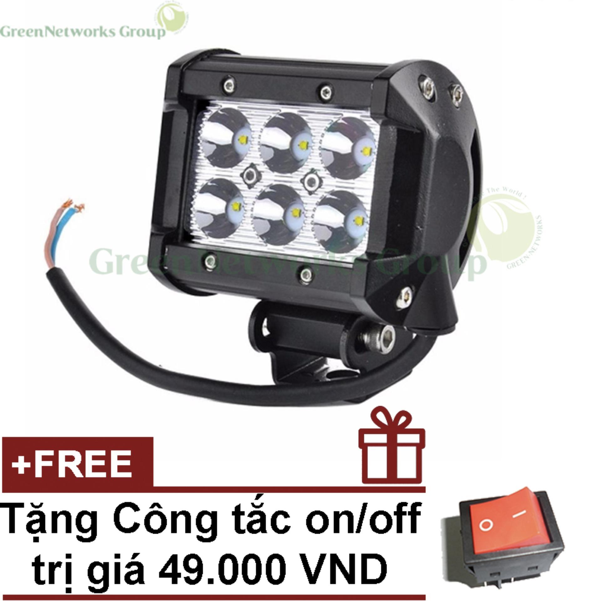 Đèn led trợ sáng C6 18w GreenNetworks (ánh sáng trắng) + Tặng công tắc
