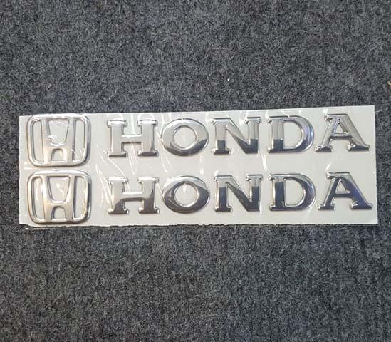 Bộ 2 miếng dán nổi chữ Honda (Bạc)