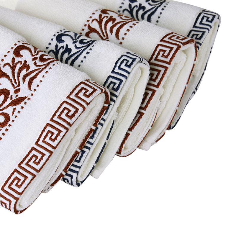 Pure Cotton Thick Towel Bath Towel White Red And Blue Geometric Pattern Hotel Villa Beauty Salon Face Towel Water Absorption