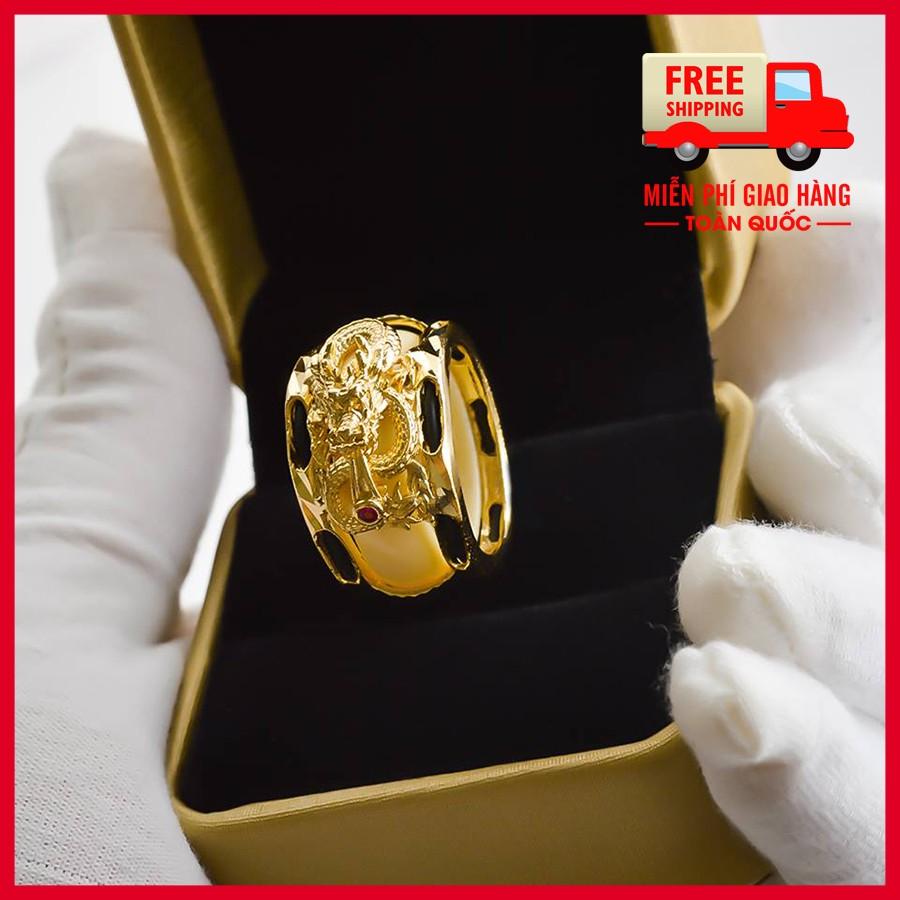 Trang sức nam bạc Thái Nhẫn nam rồng mạ vàng phong thủy may mắn cao cấp trang sức bảo tín