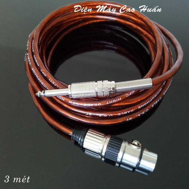 Dây micro - Dây Jack canon cái 6ly 3m lõi đồng