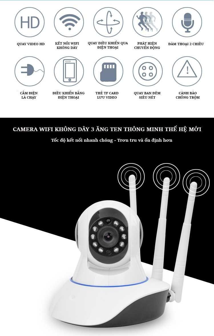 Camera wifi yoosee giám sát 3 râu - 960HD