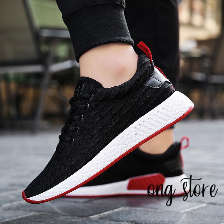 Giày thể thao nam giày sneaker nam gân đen đế đỏ