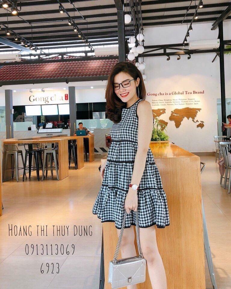 Đầm tầng caro kate sát nách dễ thương TTS0064