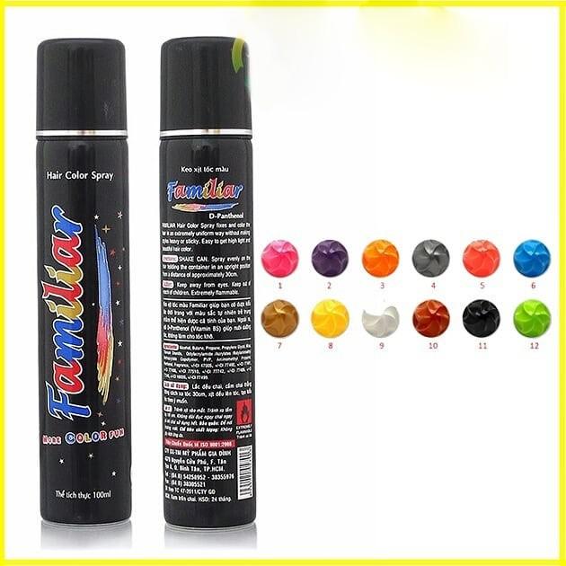 Keo xịt tóc màu Familiar 100ml - Màu k2 xám chồn