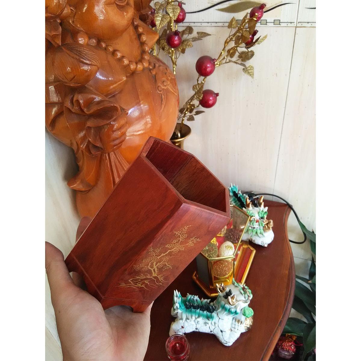 [HCM]ỐNG ĐỰNG BÚT GỖ HƯƠNG khảm xà cừ (OBH02)