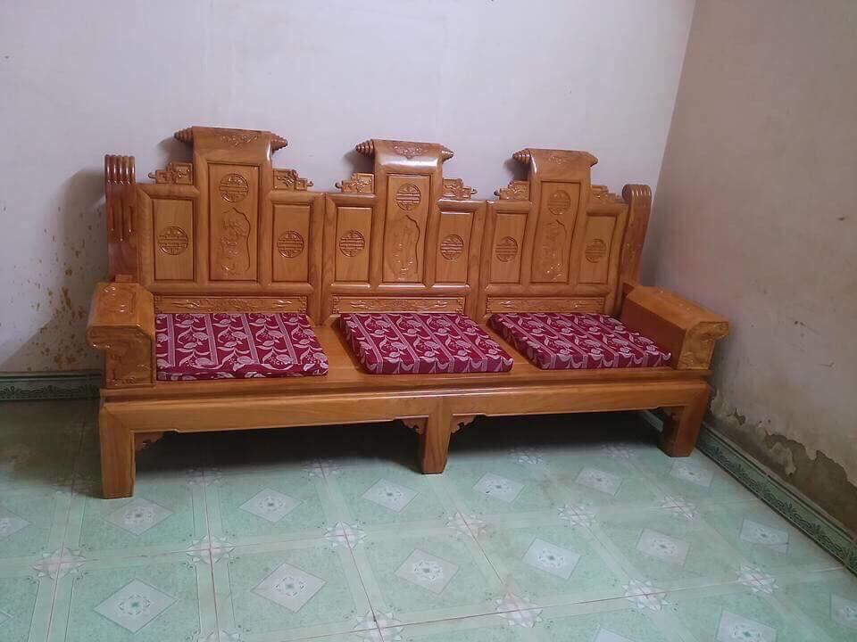Bộ bàn ghế gỗ phòng khách âu á hộp cuốn thư gỗ gõ đỏ 2m2 và 2m4
