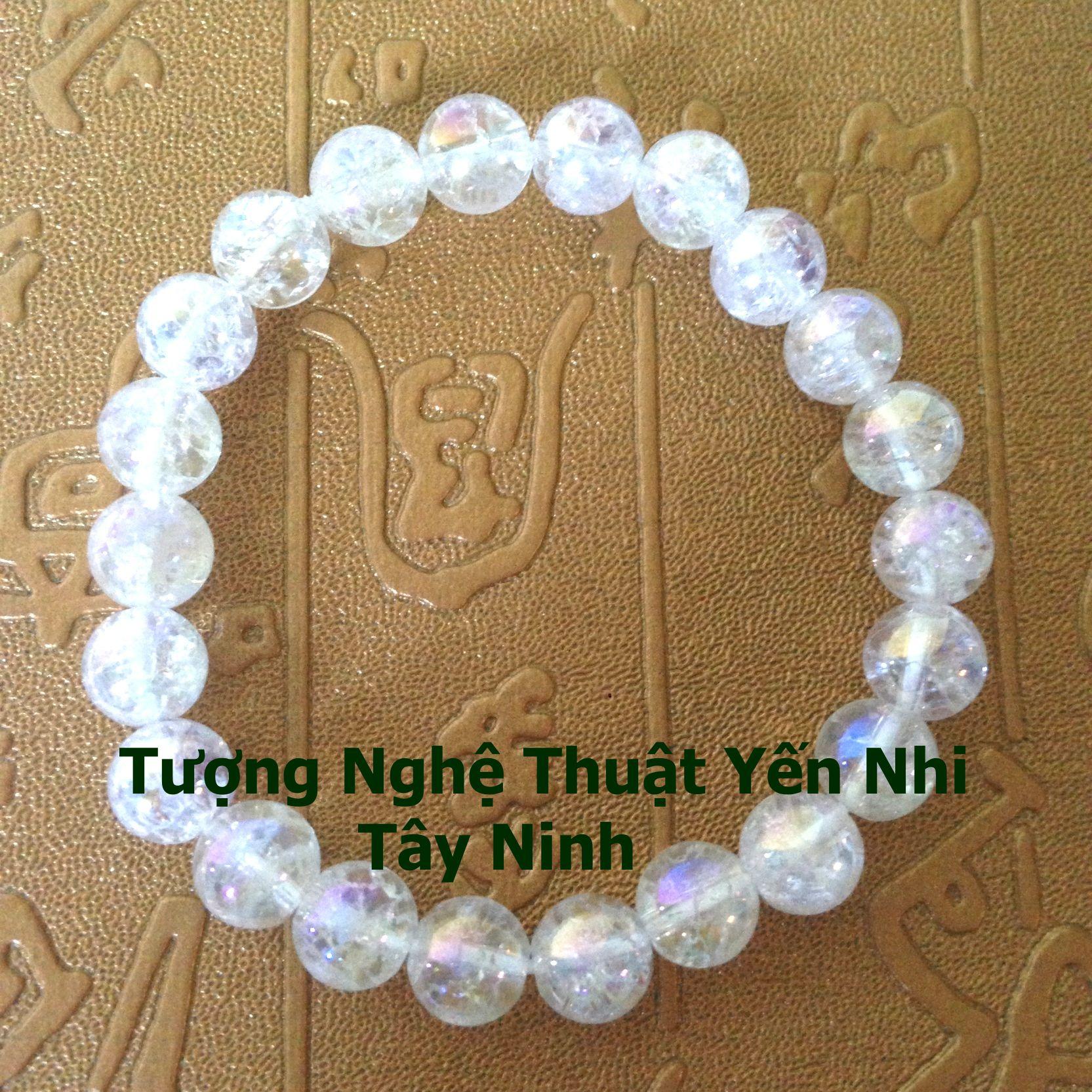 Vòng tay Thạch anh Tuyết ( thạch anh trắng xử lý) hạt 10ly