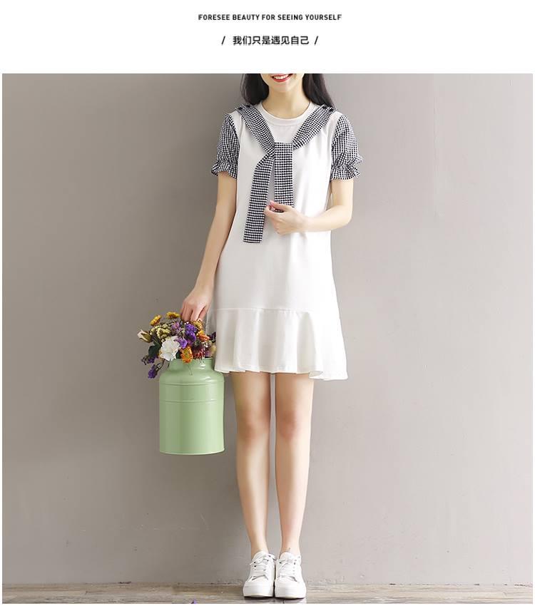 MYC 1168 Váy Bầu Đuôi Cá Trắng Giả Khăn Kẻ
