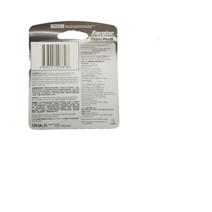 Pin Alkaline Energizer AA Max Plus EP91 BP4 vỉ 4 viên