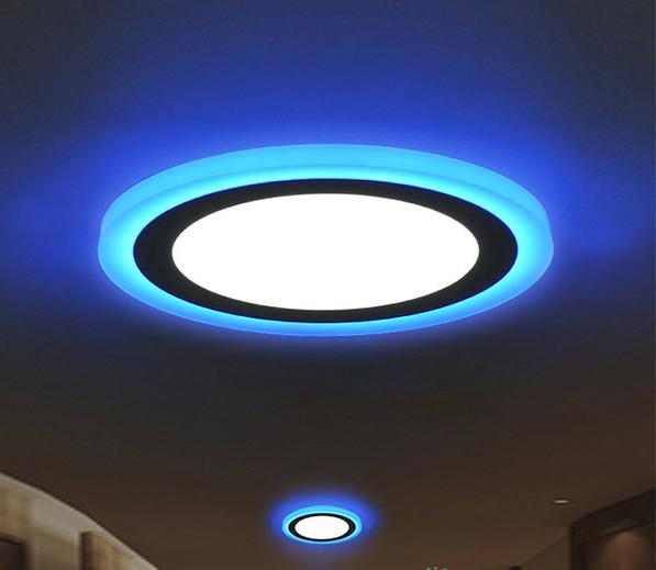đèn led viền tròn xanh dương 3 chế độ mở ánh sáng 12w+4w