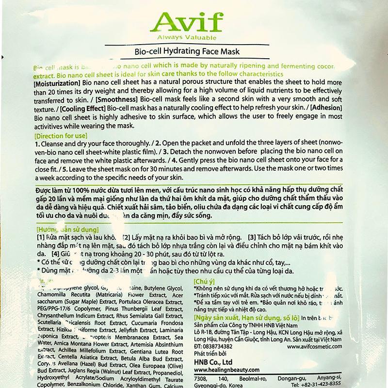 Mặt Nạ Nước Dừa Avif Biocell Dưỡng Ẩm