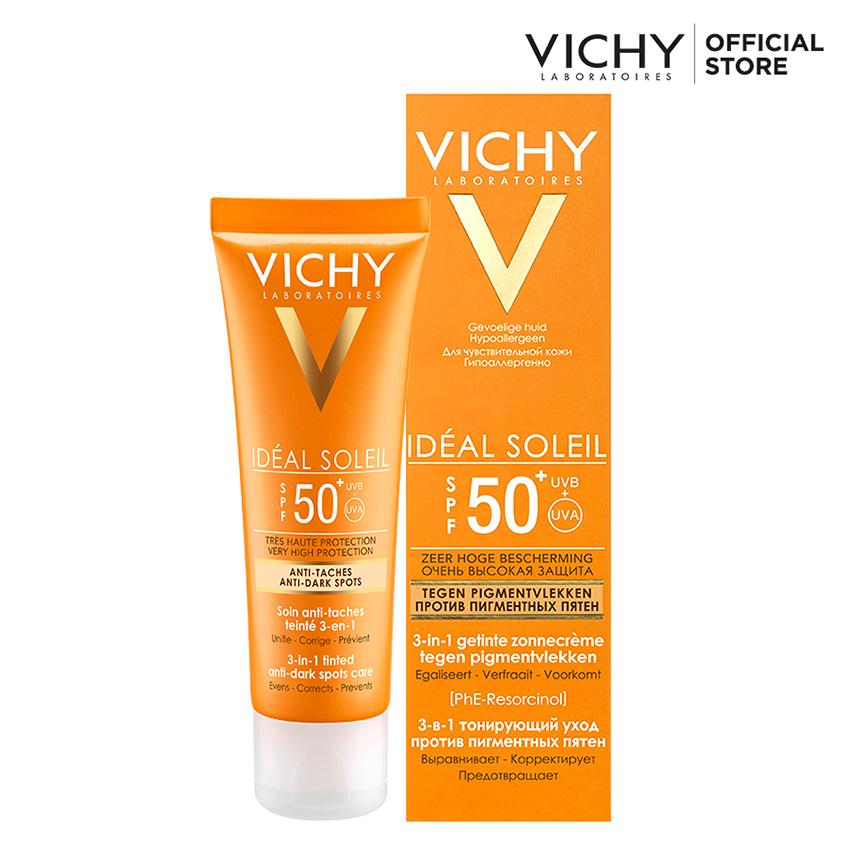 Kem chống nắng ngăn sạm da, giảm thâm nám Vichy Ideal Soleil Anti Darkspot SPF 50 Chống Tia UVA + UVB 50ml 50ml