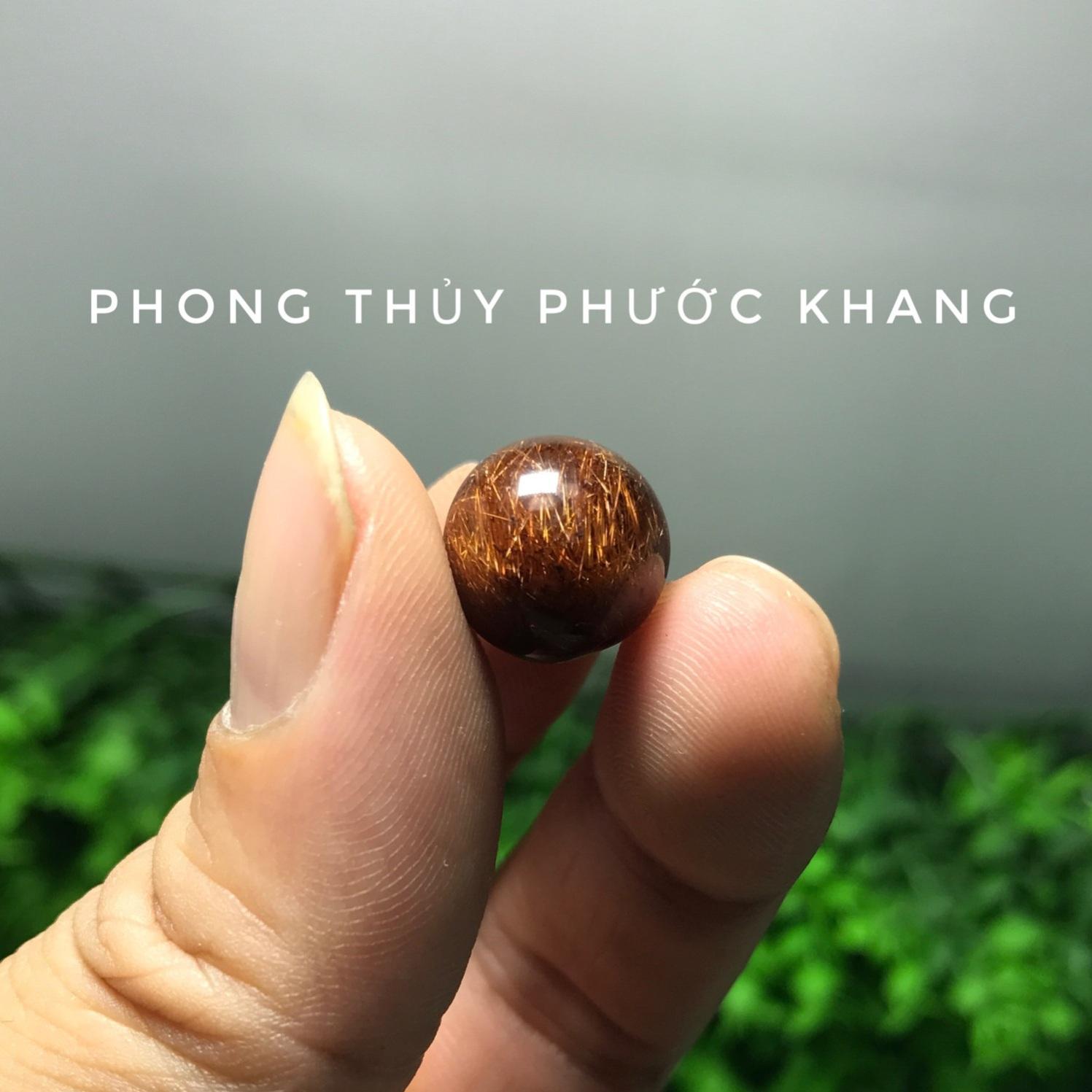1 Hạt đá tự nhiên thạch anh tóc đỏ size 12 li