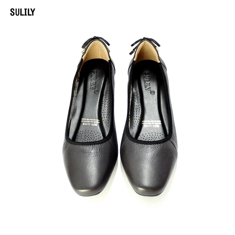 Giày Búp Bê Da Bò Nơ Gót Sulily