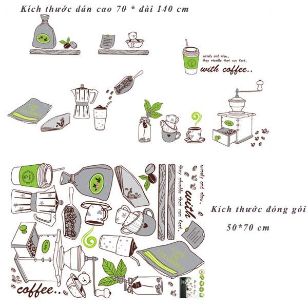 Decal dán tường with coffee AY7029- Decal dán tường trang trí phòng khách, trang trí quán cafe, trang trí shophouse