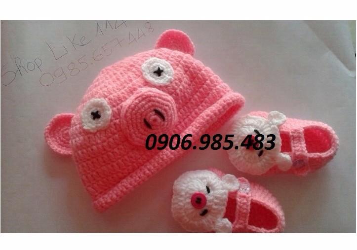 Set mũ và giày len cho bé từ 0 - 12 tháng sl033