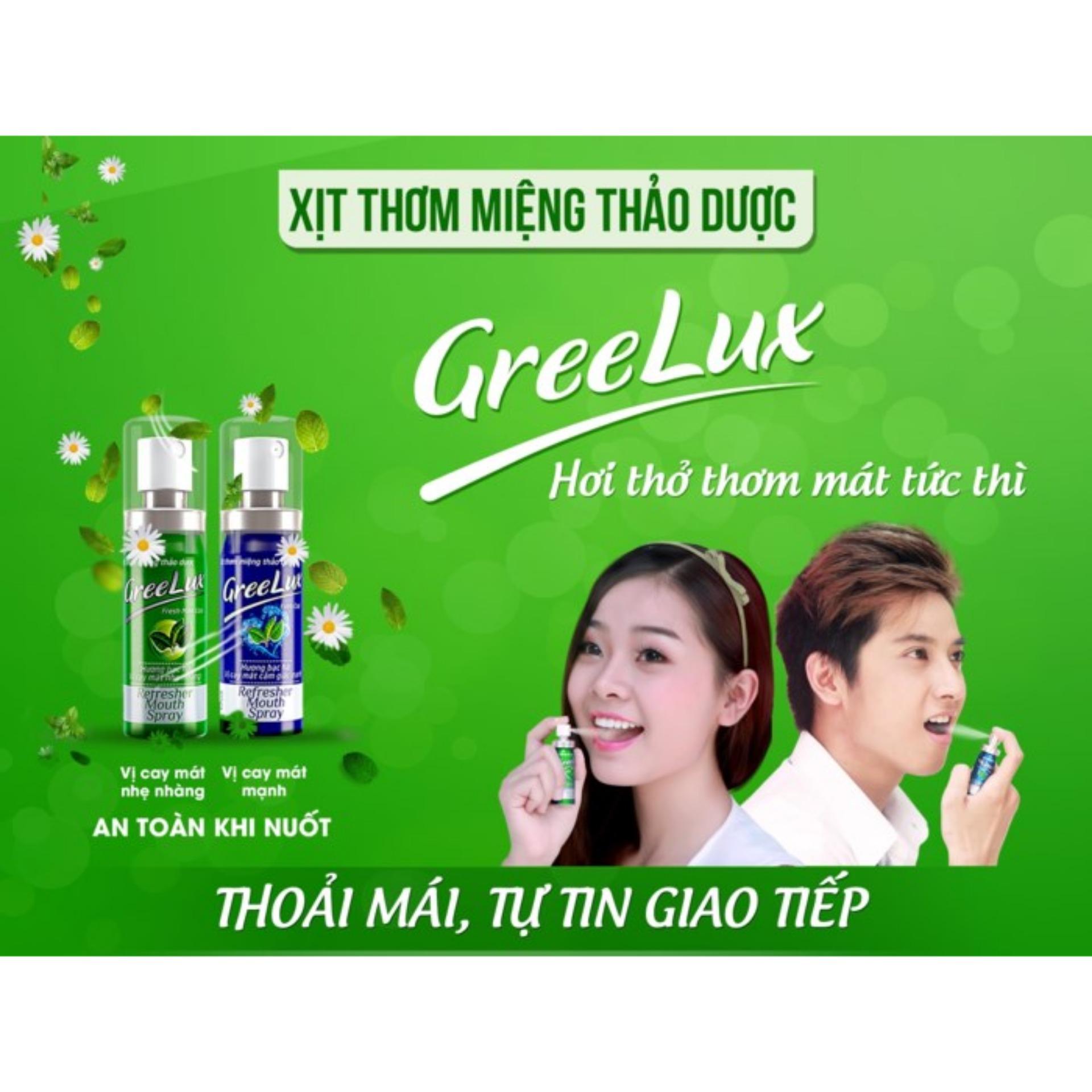 Xịt Thơm Miệng Thảo Dược Greelux (Xanh Dương - Vị Cay Mạnh 12ml)