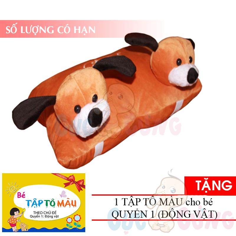 Gối đi xe máy 2 đầu (hình Chó) TẶNG 1 quyển tô màu (tùy chọn) - goi di xe may cho be