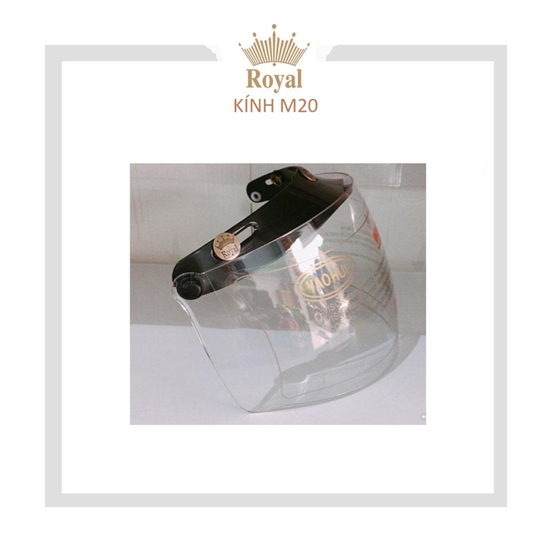 Kính chắn gió (Kính bấm) Royal cho nón bảo hiểm 3/4 (Trong suốt)