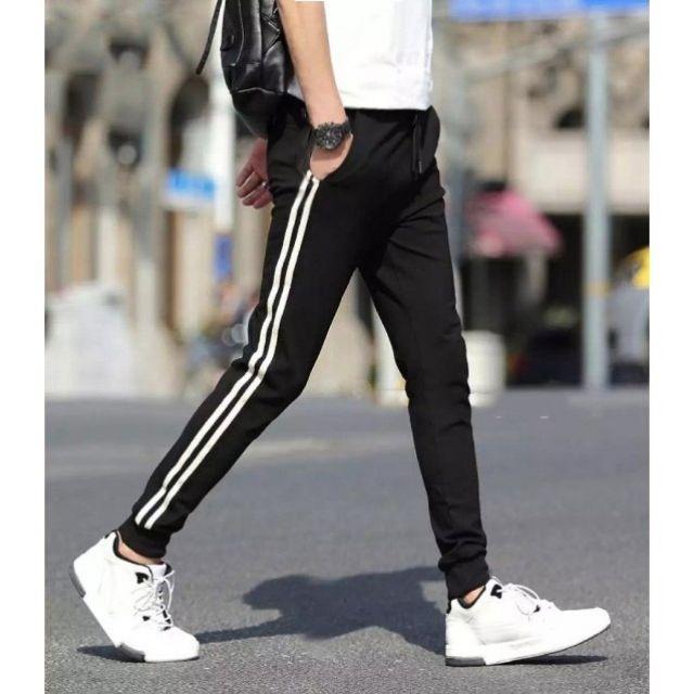 Quần jogger nam thun nỉ viền 2 sọc