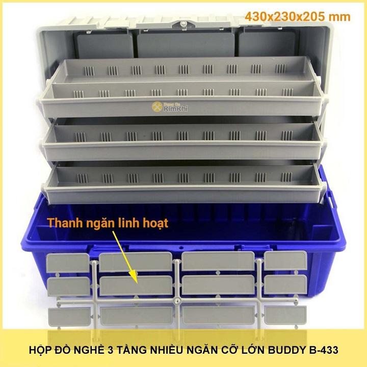 Hộp đựng đồ nghề 3 tầng cỡ lớn Buddy B-433 + Tặng kèm 01 tuốc nơ vít