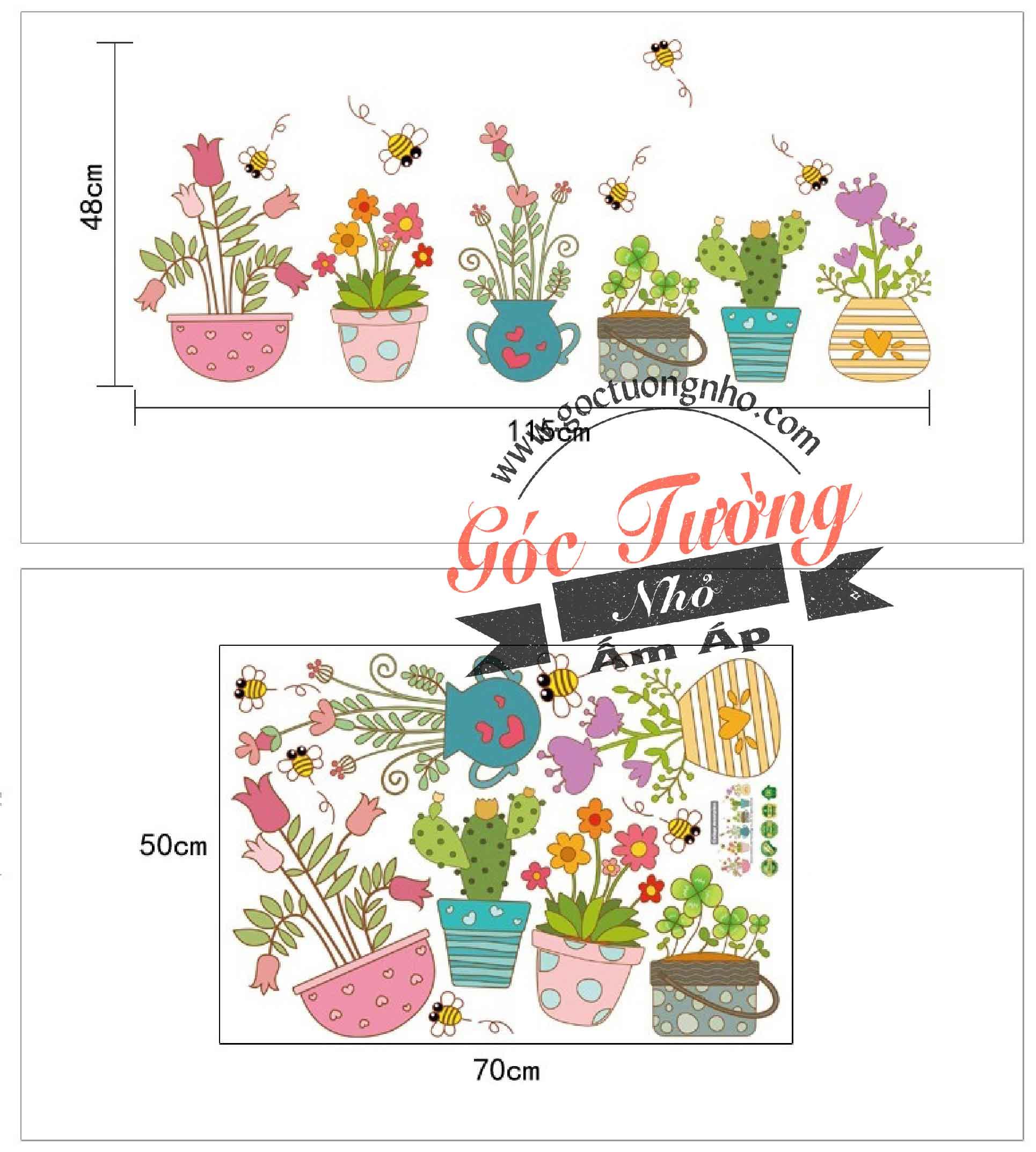 DECAL DÁN TƯỜNG HÌNH CHẬU CÂY SK7065