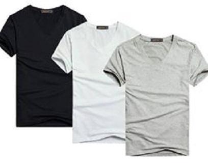Combo 3 áo thun nam cổ tim mềm mịn, thời trang (Đen/Trắng/Xám)
