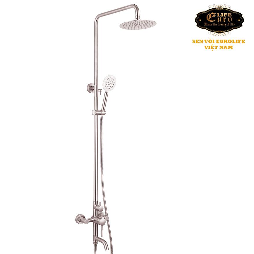 Bộ sen cây nóng lạnh Inox SUS 304 Eurolife EL-S909 (Trắng vàng) tặng vòi Lavabo lạnh SUS 304 EL-122