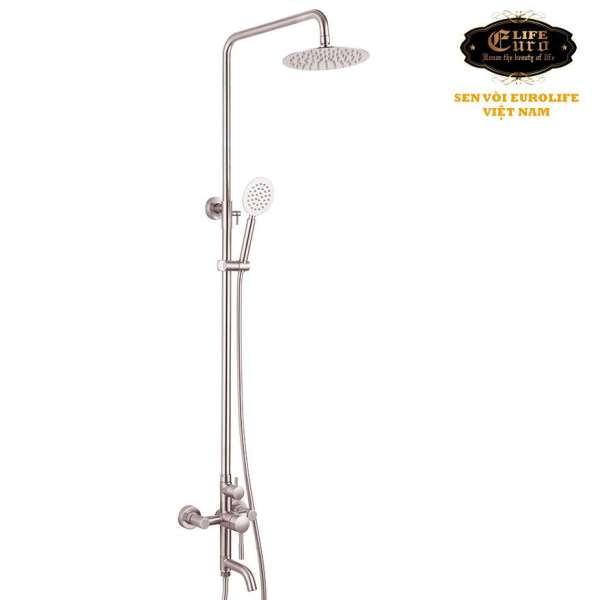 Bộ sen cây tắm đứng nóng lạnh Inox SUS 304 Eurolife EL-S909 (Trắng vàng)