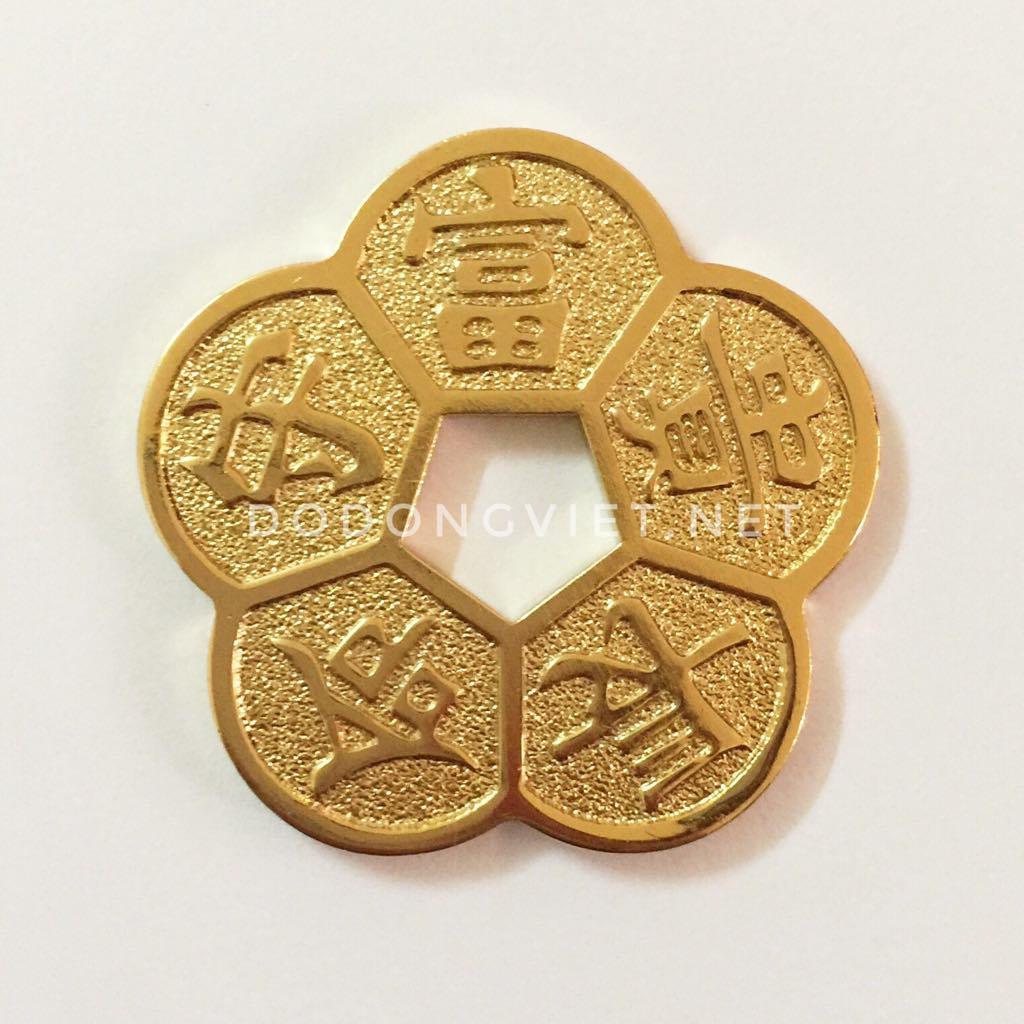 Đồng tiền hoa mai mạ vàng 24k