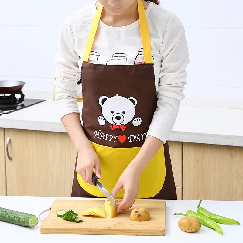 Korean Style Fashion Apron Female Cute Kitchen Apron Cooking Work Clothes Overclothes Cotton Linen Apron Waterproof Oil Resistant Apron