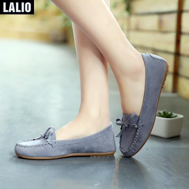 Giày Búp Bê Buộc Dây Lalio LA045 (Xám)