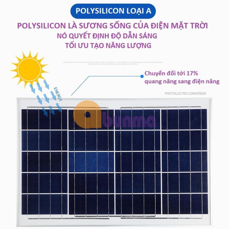 Đèn led năng lượng mặt chất lượng cao + Pin li-ion + Pin năng lượng mặt trời + điều khiển từ xa (20W)