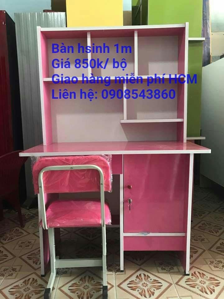 Bàn ghế học sinh 1m màu hồng