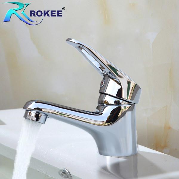 Vòi lavabo nóng lạnh đồng mạ chrome Rokee DL-200 (Trắng bạc)