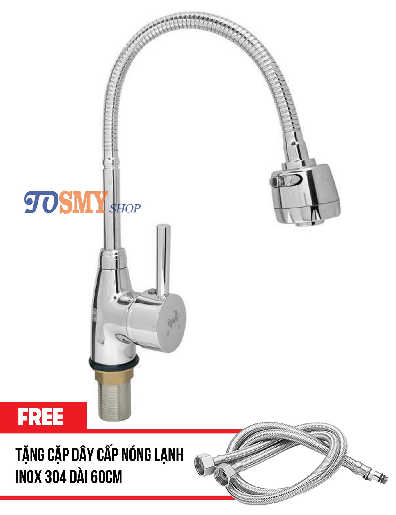[HCM]VÒI RỬA CHÉN (BÁT) NÓNG LẠNH ỐNG BẺ CN02 – tặng kèm cặp dây cấp nóng lạnh Inox 304 dài 60cm