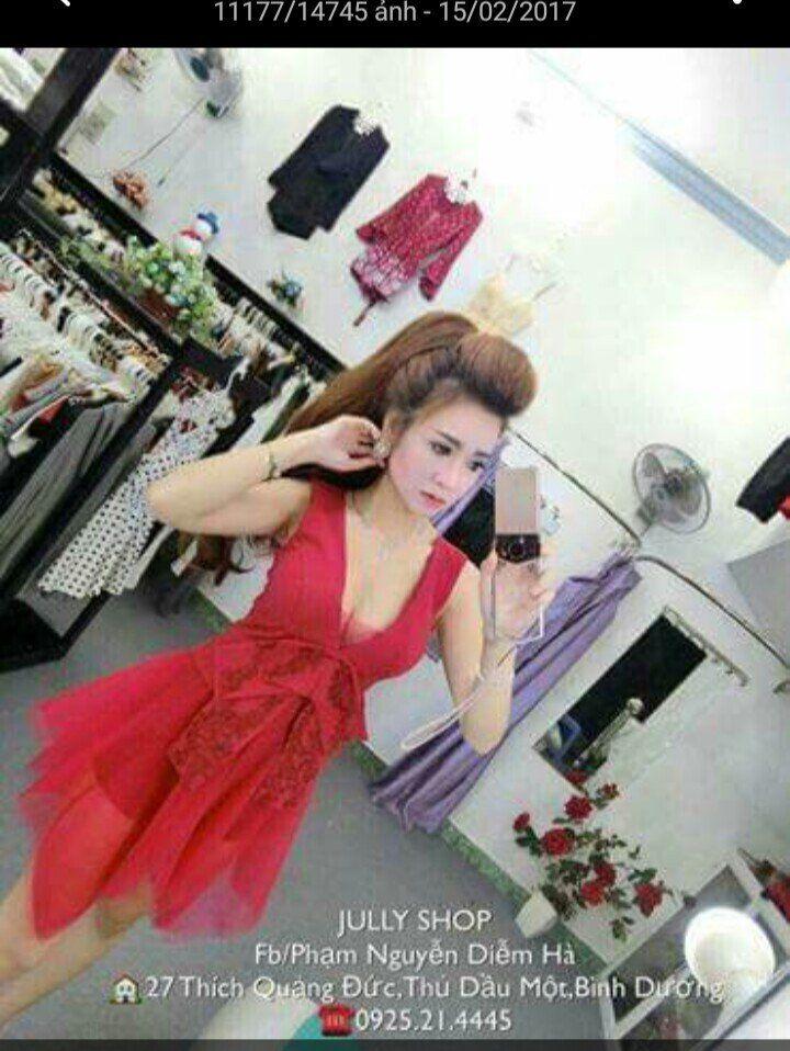 Đầm gia váy xòe phối lưới bèo đính nơ eo