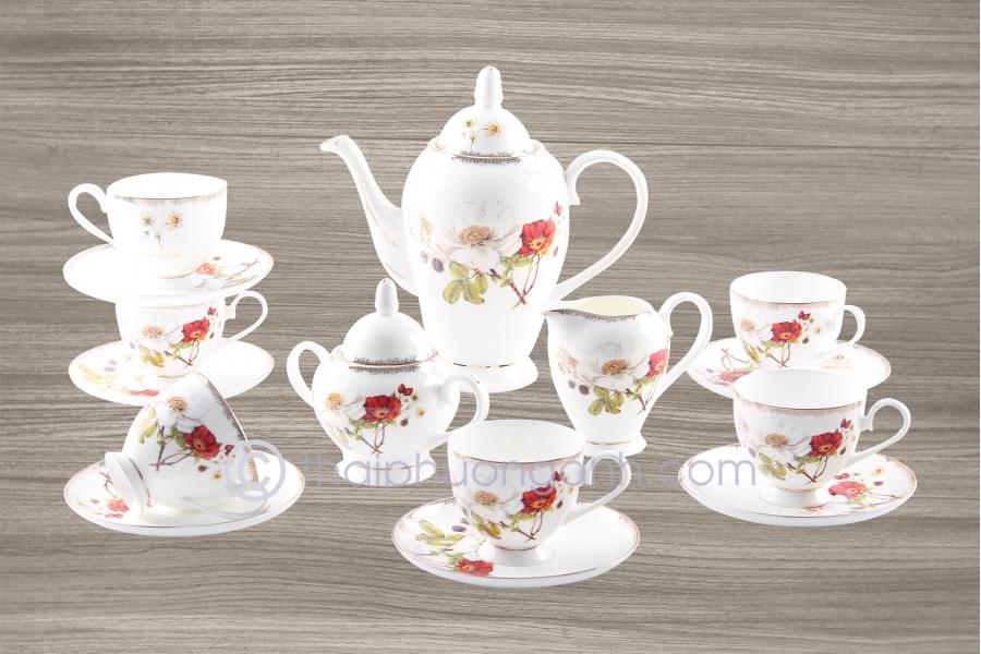 Bộ ấm trà/ cafe 15 món Sứ Xương Royal Houseware 15788L