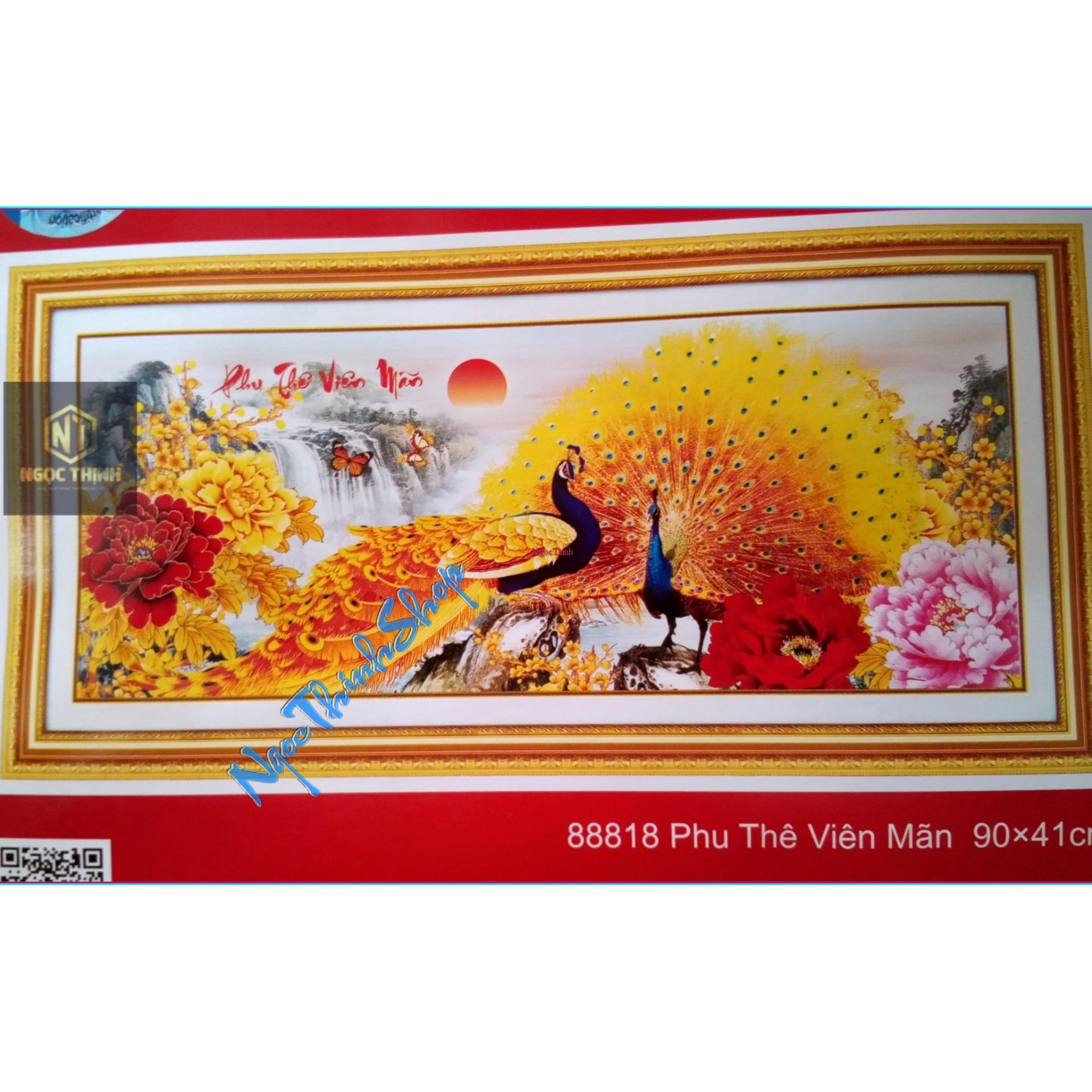 Tranh thêu chữ thập đôi chim vàng DLH-88818-Siêu thị tranh thêu