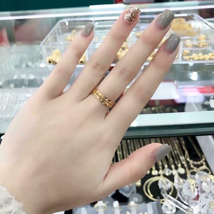 Nhẫn kim tiền phủ vàng non cao cấp