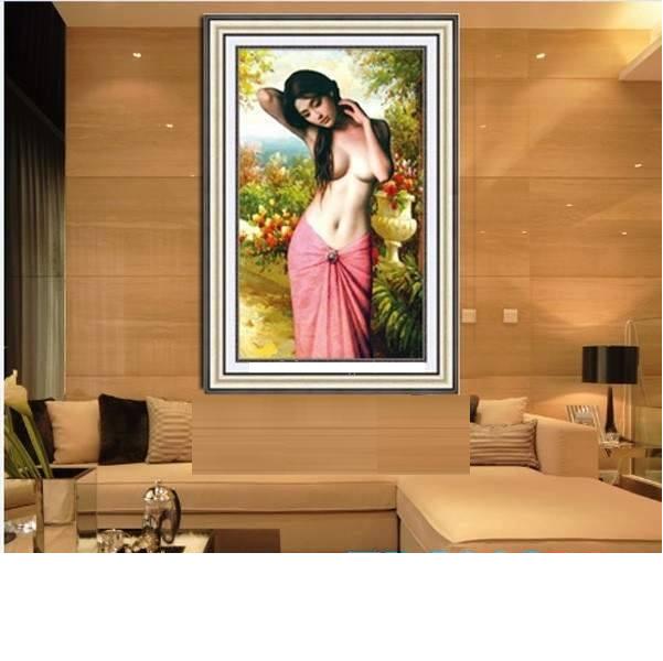 Tranh chấm hạt, đính đá, chấm đá, tranh cườm 5D Thiếu Nữ- DF2302- Kích thước: 75x48cm- Ngocthinhshop