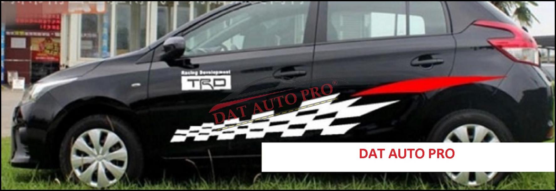 Tem dán Thân xe oto TRD Đen-Đỏ.