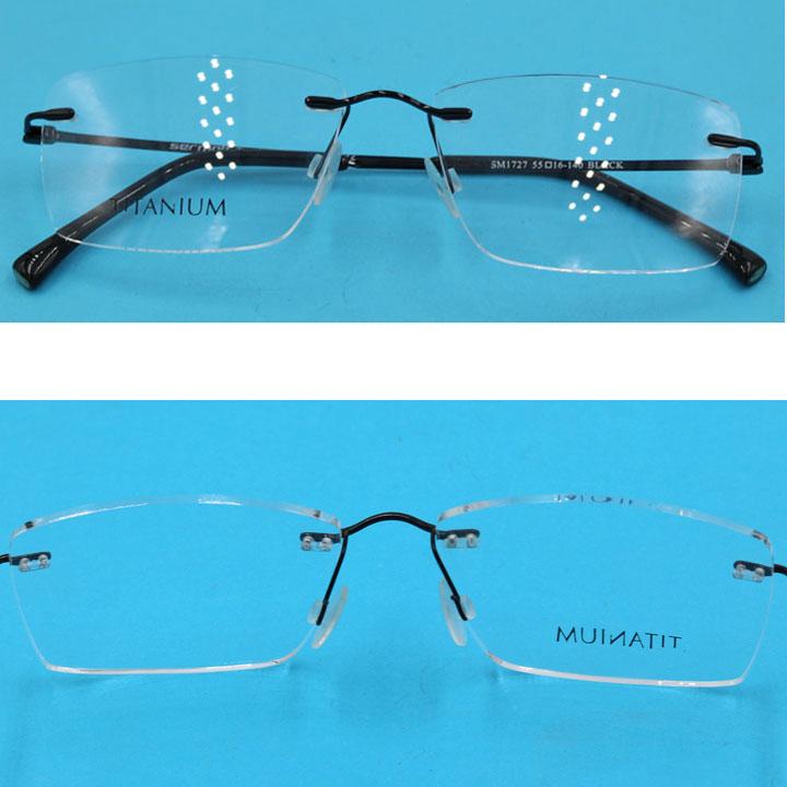 Gọng kính cận không viền ti-tan đen