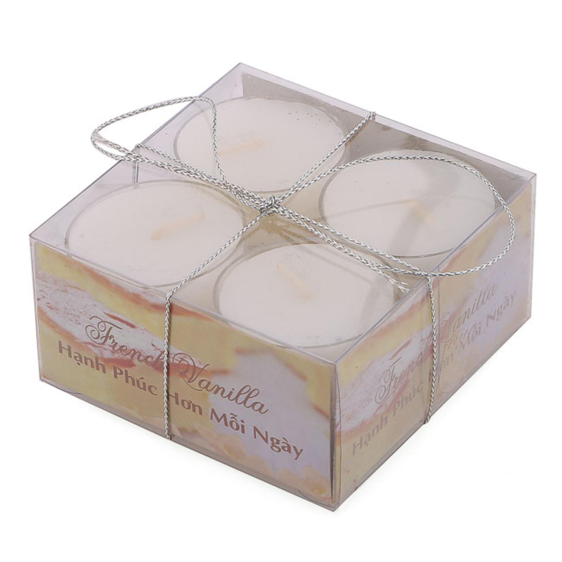 Bộ 6 hộp nến tealight thơm đế nhựa (8 nến/hộp) NQM FtraMart (Kem)